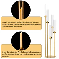 10PCS Gold Floor Candelabra,5 Arm Candle Holder Tall Floor Candle Holder with Acrylic Lampshade for Wedding Table Birthday Party 4