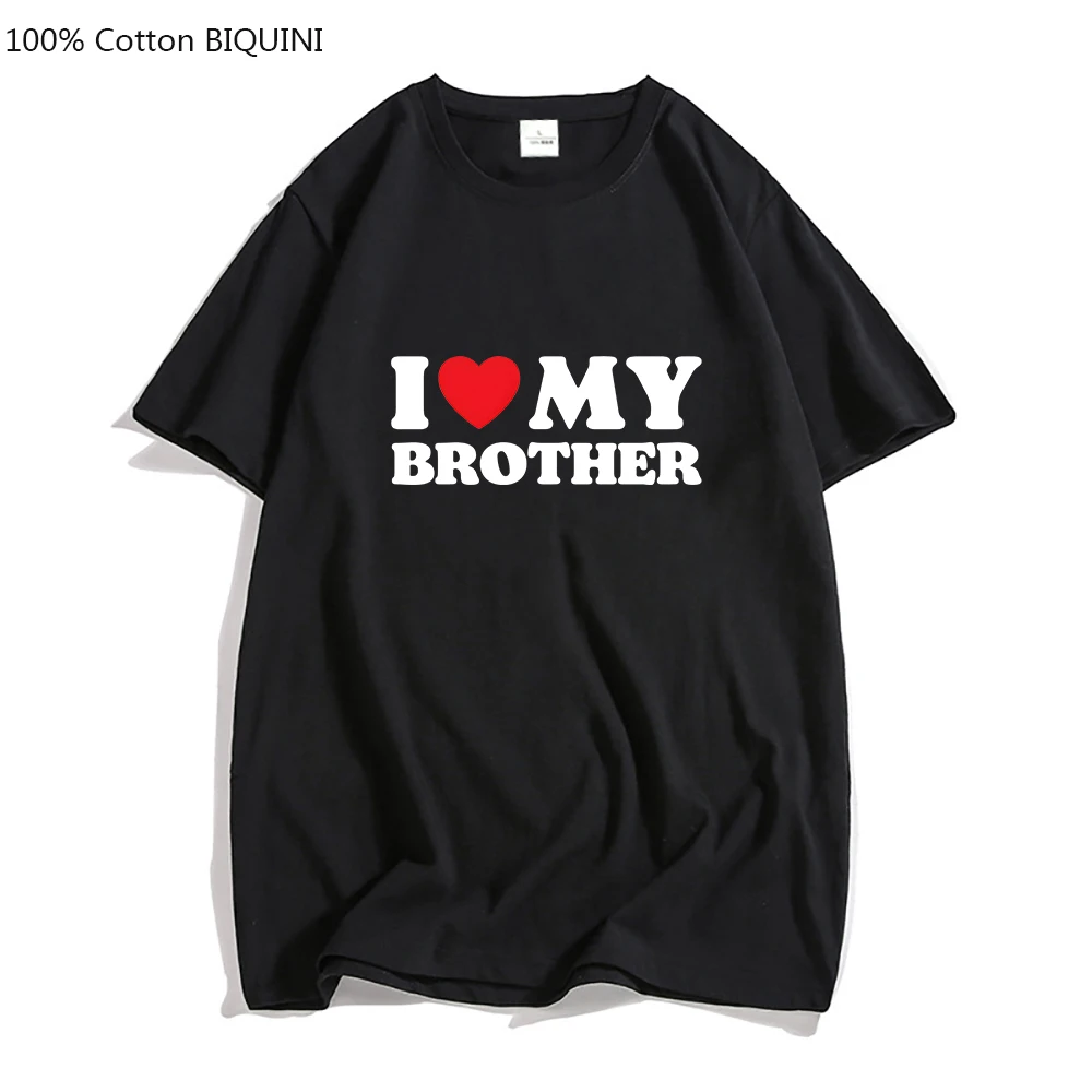 Eu amo meu irmão família coração vermelho símbolo letras camisetas homem  100% algodão harajuku t camisas quatro estações estilo coreano estético -  AliExpress