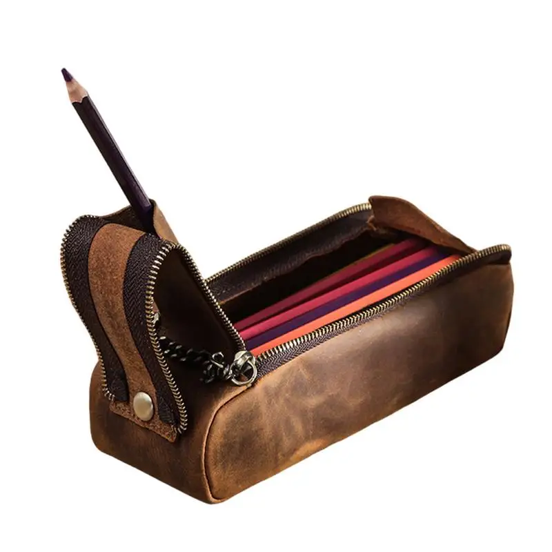 

Держатель для карандашей Женский, вместительный чехол из искусственной кожи, портативный органайзер для канцелярских принадлежностей для мальчиков и девочек