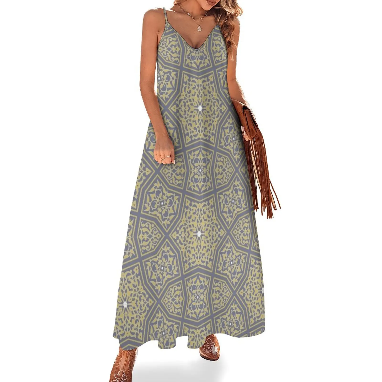 

geometric patterns 869 Sleeveless Dress woman dress Summer skirt Woman dresses