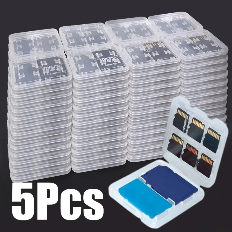 8in1 Clear Plastic Memory Card Case Stick Micro SD TF Card Storage Box Protection Holder Transparent Memory Card Storage Boxes