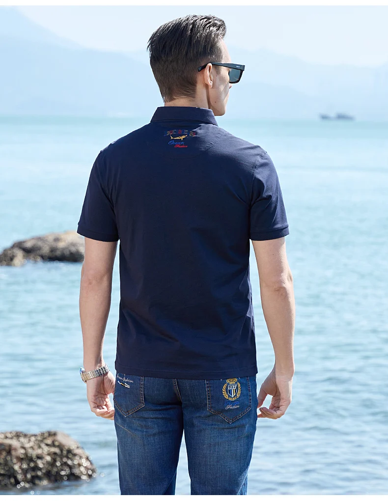 2025 Summer Solid Color Men's Short Polos Bruce&Shark Fashion Embroidery Straight Men's Navy Polo Shirt Thin Cotton Big Size 4XL 14 S31cb78de96384a8e91fa5f3640fbd589t