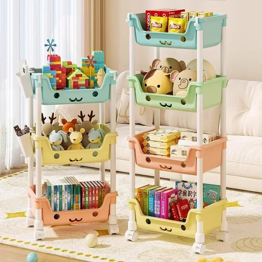 4 Layer Toy Storage Trolley Bookshelf Snack Rack for Kid Storage Organizer Bathroom Accessories Closet Organizer Kitchen