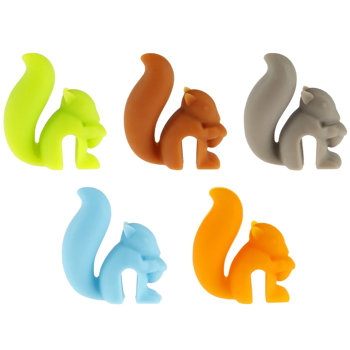 

Wine Glass Markers 5Pcs Silicone Glass Markers Reusable Glass Cup Marker Cute Squirrel Glass Bottle Marker for Coffee Cup