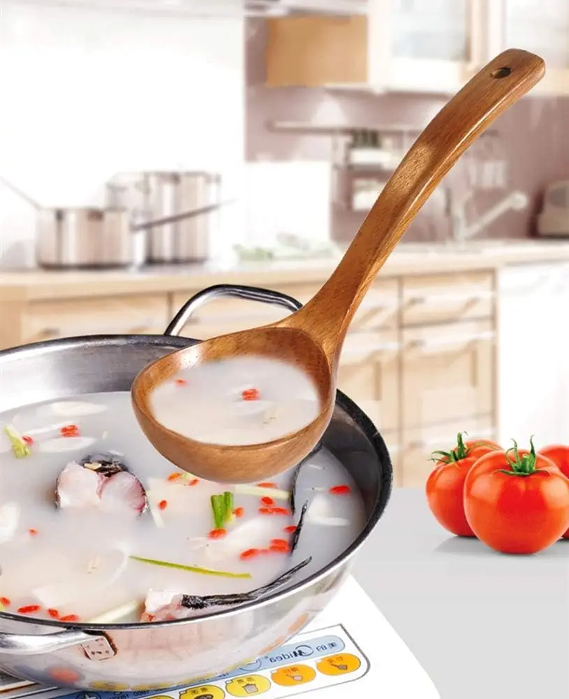 Natural Wood Tableware Wooden Spatula Cooking Soup Spoon Rice Spoon Kitchen Utensils Non Stick Cookware Home Chefs Cooking