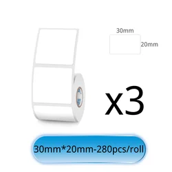 Waterproof White Adhesive Label Stickers - Anti - Oil, Multi - Roll Pack (30x20mm - 3 rolls)