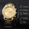 Fashion Women Golden Color Stainless Steel Quartz Watch With Bracelet Set 5PCs 6
