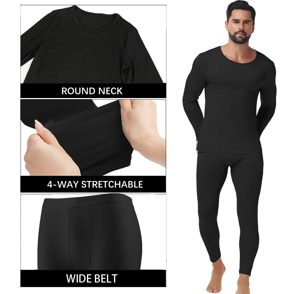 Mens Thermal Underwear Set Fleece Lined Warm Long Johns Base Layer Top Bottom for Extreme Cold Weather Winter Heating​ - 3