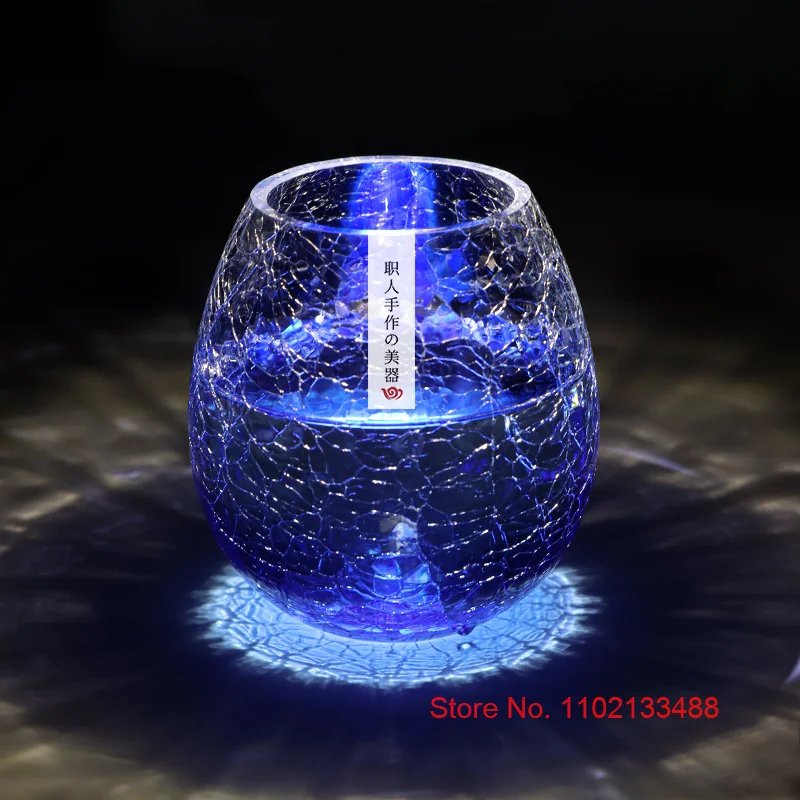 360ml Ice Cracked Whiskey Tasting Cup Vast Ocean Crystal Wine Glasses Imitated Crack Whisky Tumbler Beer Mug Vodka Liquor Teacup