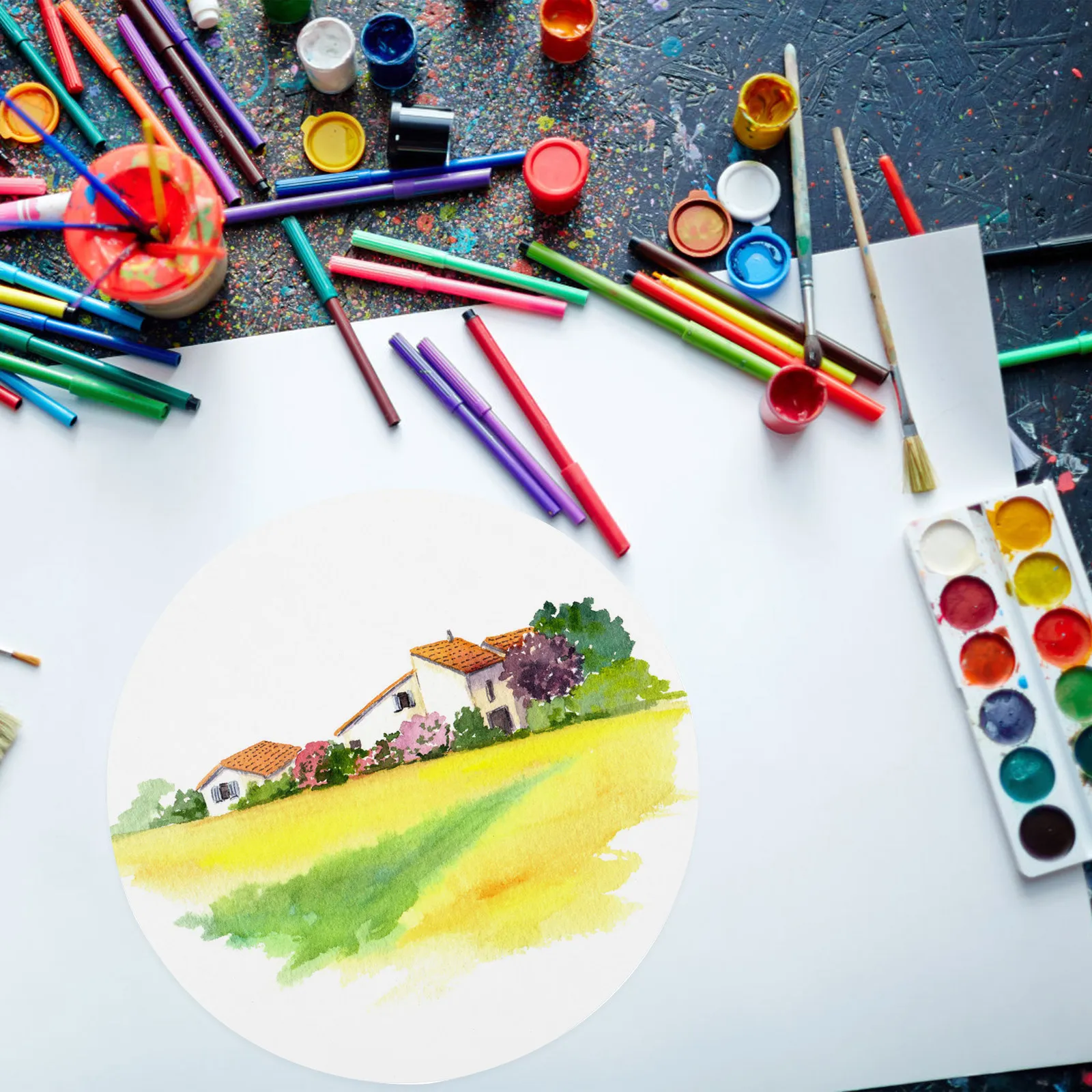 40 장 빈 원형 드로잉 판지 그림 그리기용 두꺼운 공예 종이 스케치 아트 프로젝트 DIY 만다라 수채화 오일 아크릴