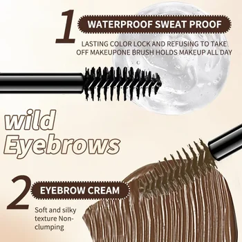 2-in-1 Double-Ended Brow Cream Gel - Smudge-Proof Waterproof Sweat-Resistant Long Lasting Eyebrow Tint Natural Hair-Like Strokes 2