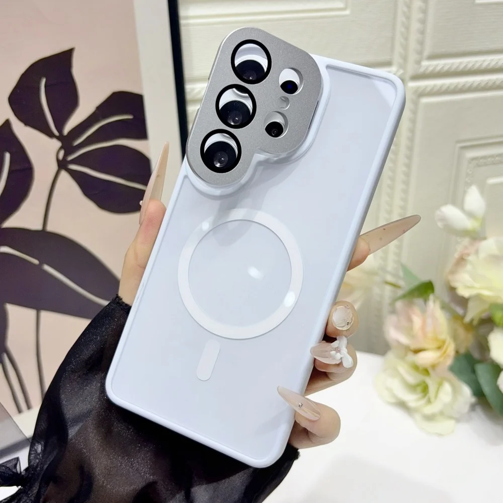 Premium Glossy Magnetic Folding Bracket Case with Glass Lens Protection