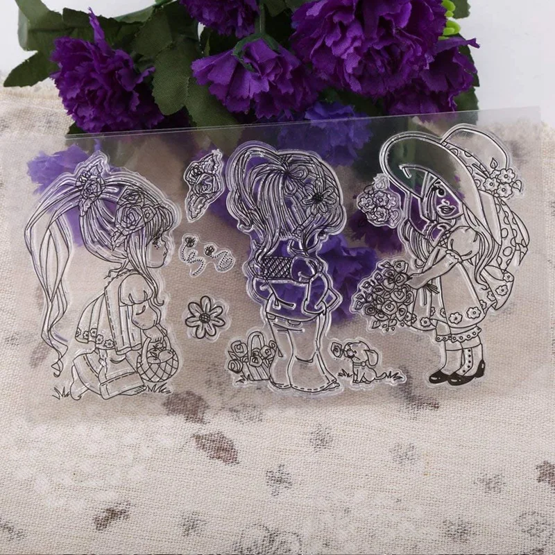 여아용 투명 실리콘 도장 DIY 앨범 카드, PVC 도장 핸드북 장식 도장