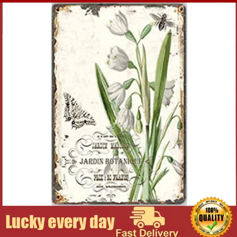 

Flower Floral Shabby Chic Metal tin Sign Retro Flower Plant Metal tin Sign Wall Art Rustic Tray Plaque Garden House Sign