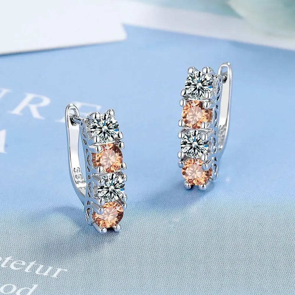 

Серьги-кольца женские Геометрические из серебра 925 пробы с цирконом