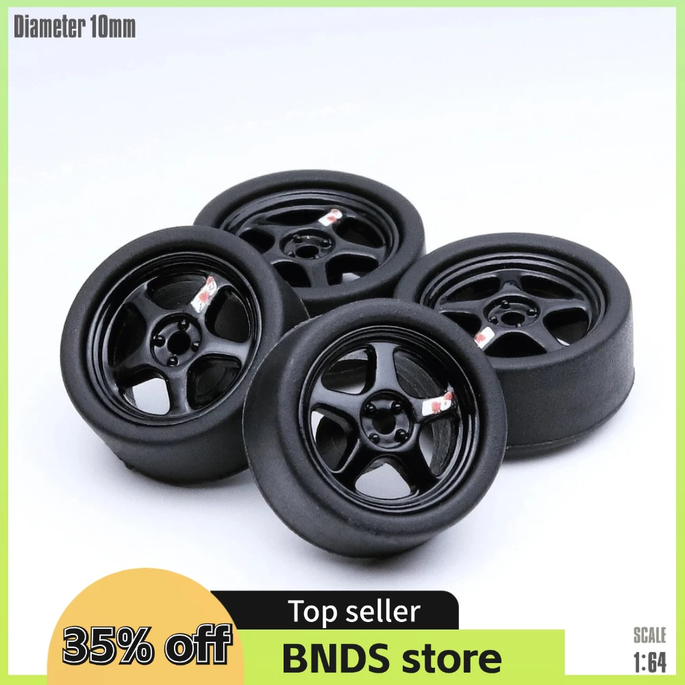 SpeedCG 1/64 ABS Wheels with Rubber Tire Type F Modified Parts Diameter 10mm For Model Car Racing Vehicle Toy Hotwheels Tomica 5