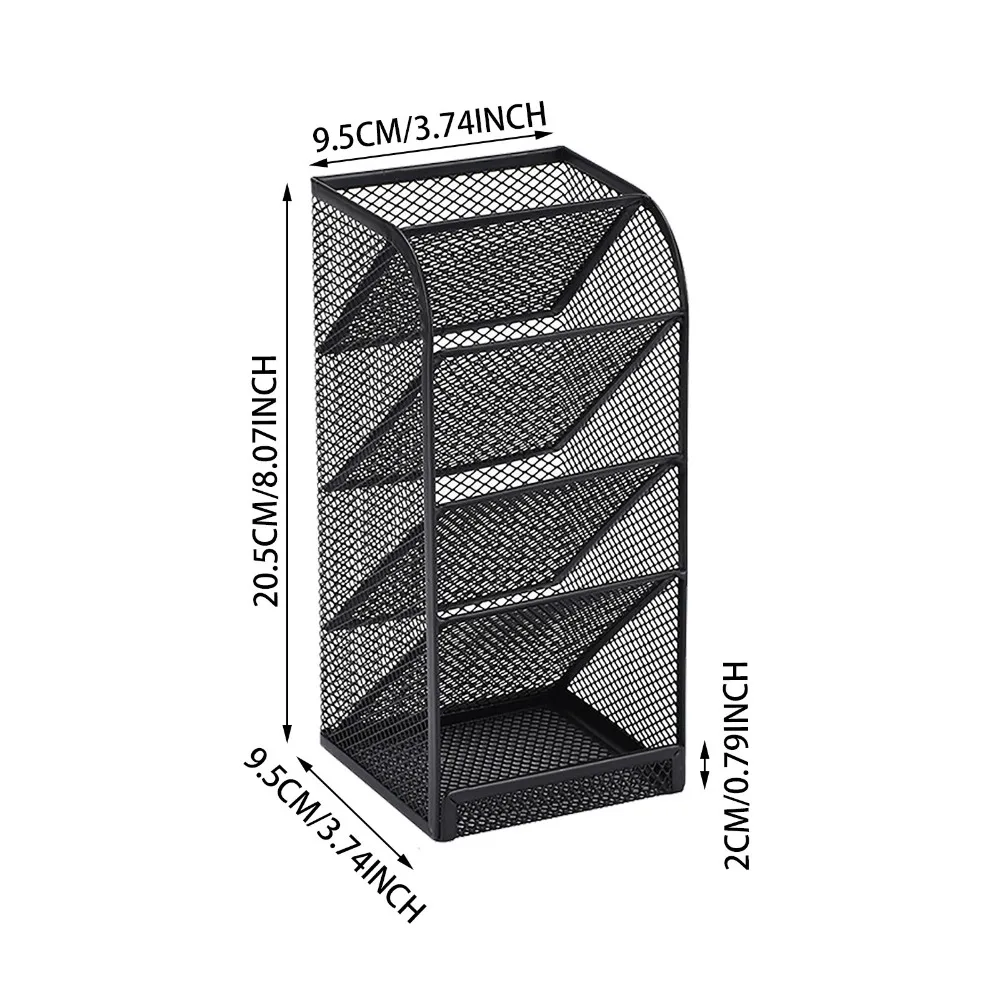 Mesh Pencil Pen Holder Multi-Functional Oblique Insertion Type Stationery Storage Box 5 Slots Durable Makeup Brushes Organizer