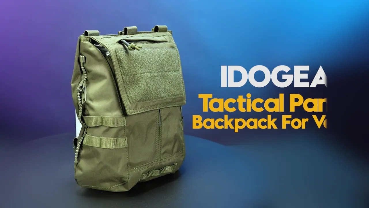 IDOGEAR Tactical Panel Zip on Pouch Backpack Plate Carrier Bag for
