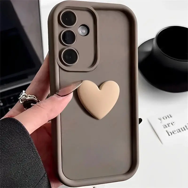 Elegant Cute Love Heart Silicone Case - Matte Soft Back Cover