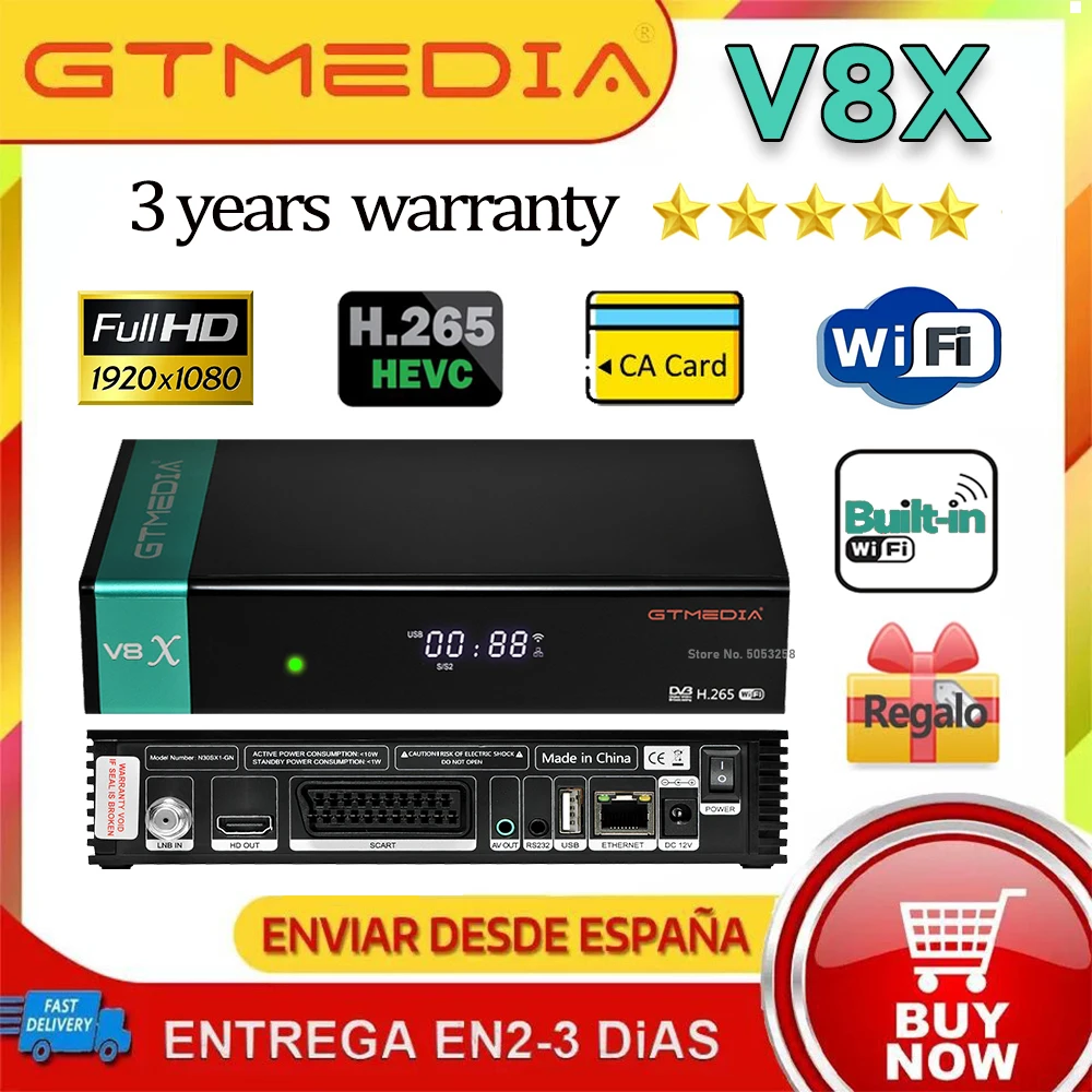 GTMEDIA V8NOVA/V8X DVB-S2X Digital Satellite Receiver Free To Air Built-in 2.4G WiFi TV Decoder Supports Intelsat 901 at 27.5°W 