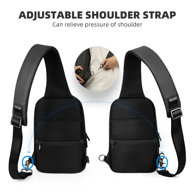Water Repellent Men Crossbody Bag with USB Charging Port