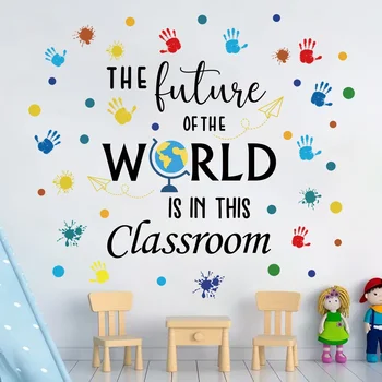Adesivi murali con testo di incoraggiamento con stampa palma colorata per la decorazione della stanza dei bambini in classe decalcomanie da parete soggiorno decorazioni per la casa 1