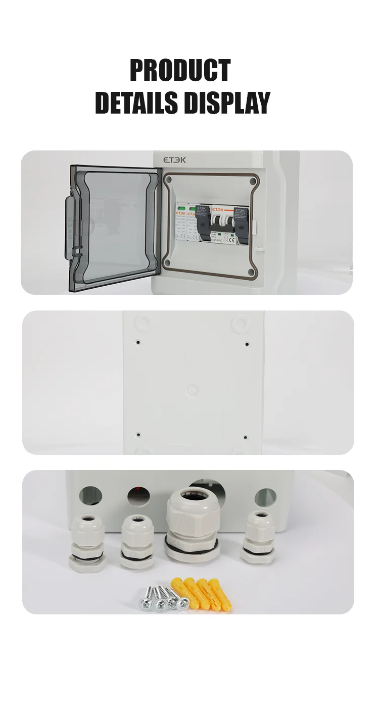 ETEC Solar photovoltaic PV Combiner Box With Lightning Protection 1 in 1 out DC