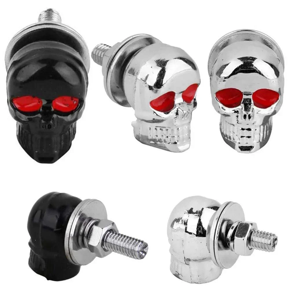 auto fasteners motorcycle fasteners car screws motorcycle screws auto accessories motorcycle accessories car accessories Motorcycle License Plate Frame Bolt Screws Skull Car License Plate Frame Bolts Screw For Any 6mm Bolt Faste