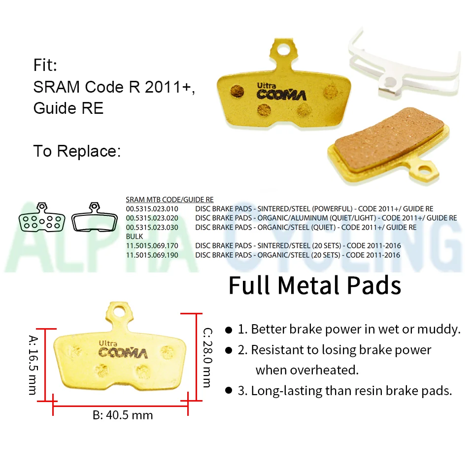 Sram Guide Sram Code 2011 Brake Pads Bicycle Disc Brake Pads For