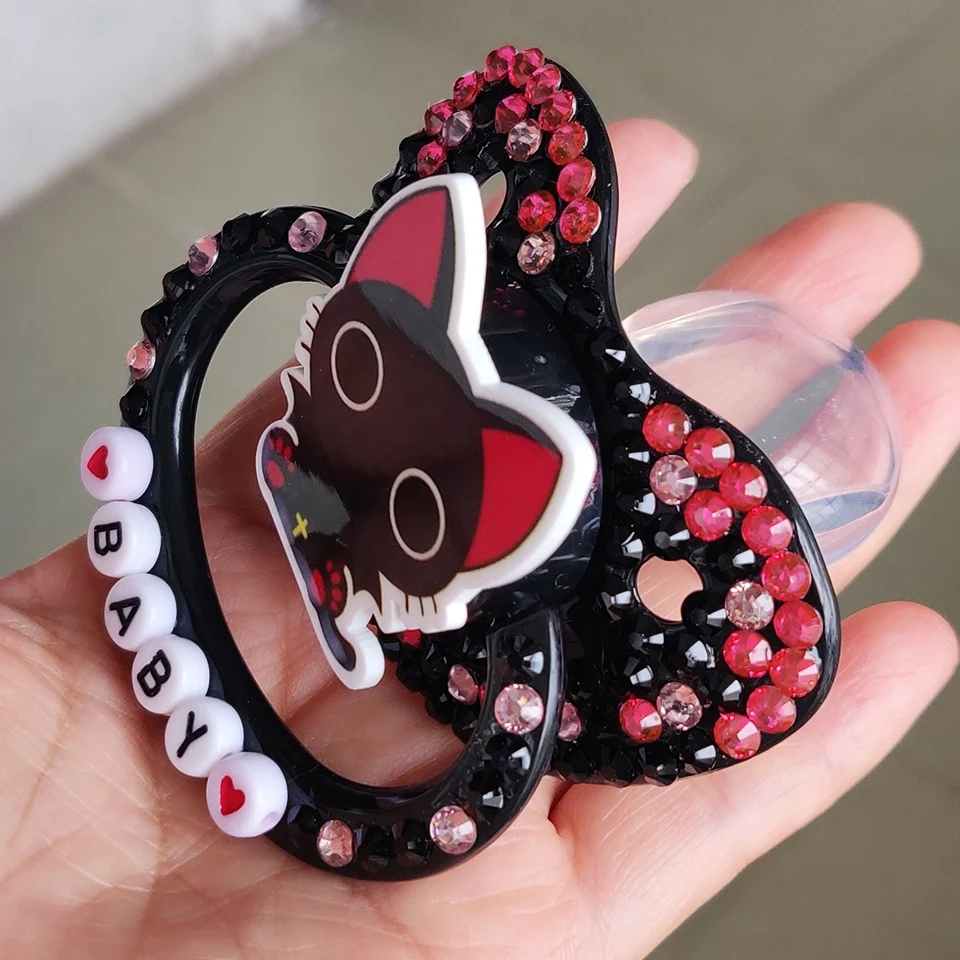 DDLG Cute Black Cart Design Adult Silicone Pacifier for Stress Relief Silicone Soother Pacifiers For Autisms 3