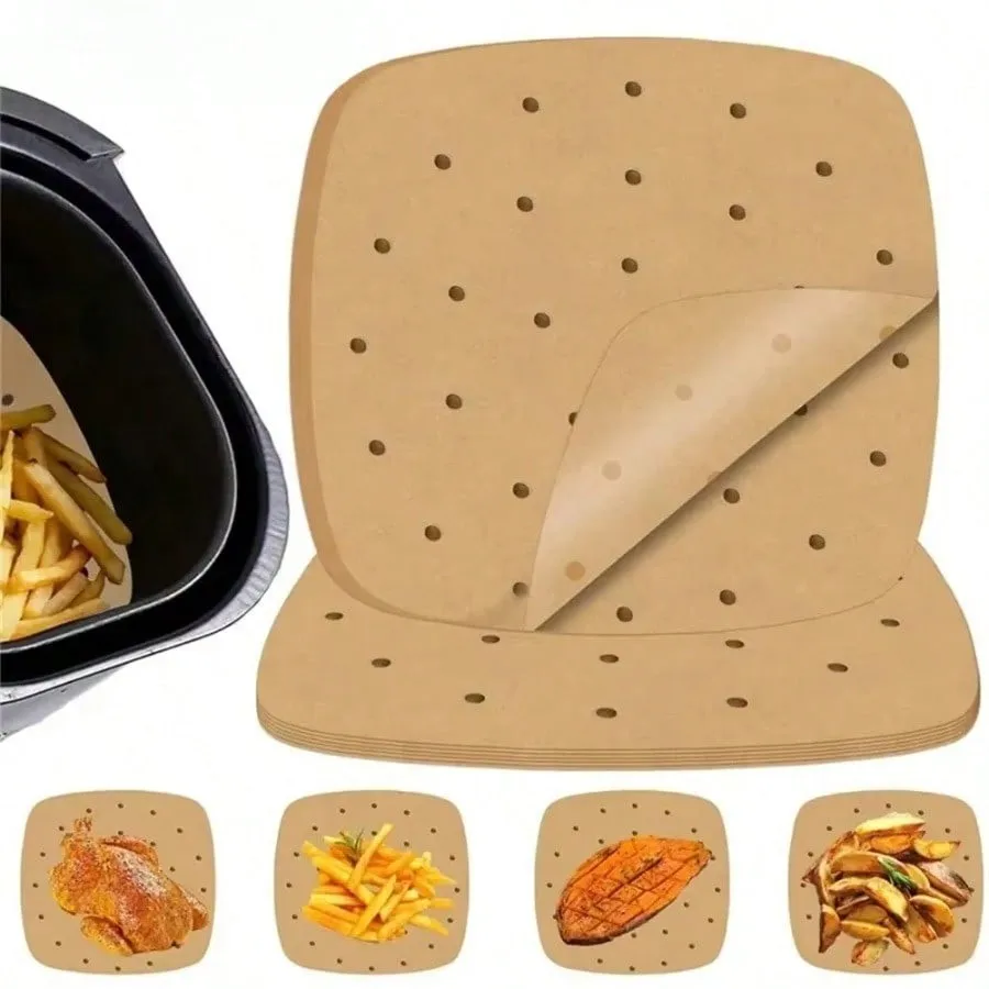 Disposable Baking Pastry Oil-absorbing Paper Air Fryer Parchment Liner Square Perforated Steaming Mat
