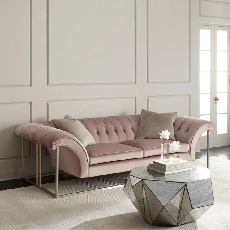

Nordic Light Luxury Stainless Steel Metal Three-Seat Complete Fashion Clothing Store Casual Cool Designer Sofa
