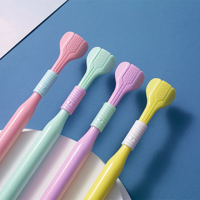 

Oral Care Safety ToothbrushThree-Sided BrushU-Shaped Tongue ScraperSuper Fine Soft BristlesAdult ToothbrushGentle CleaningAdult