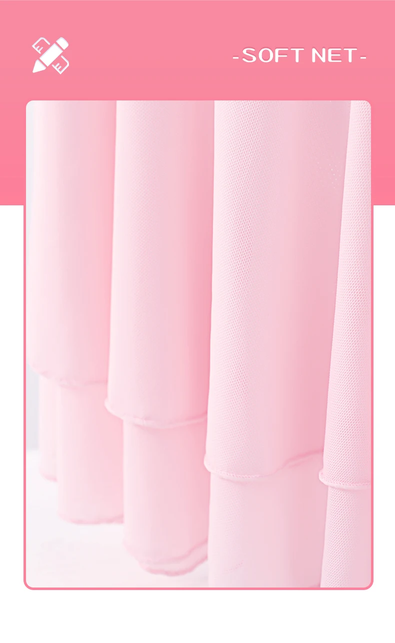 Mädchen-Chiffon-Ballettrock, rosa Tanzrock, Kinder-Rock zum Anziehen, zweilagiger Rock, elastischer Bundrock, Tutu-Rock für Ballerina – Detail 4