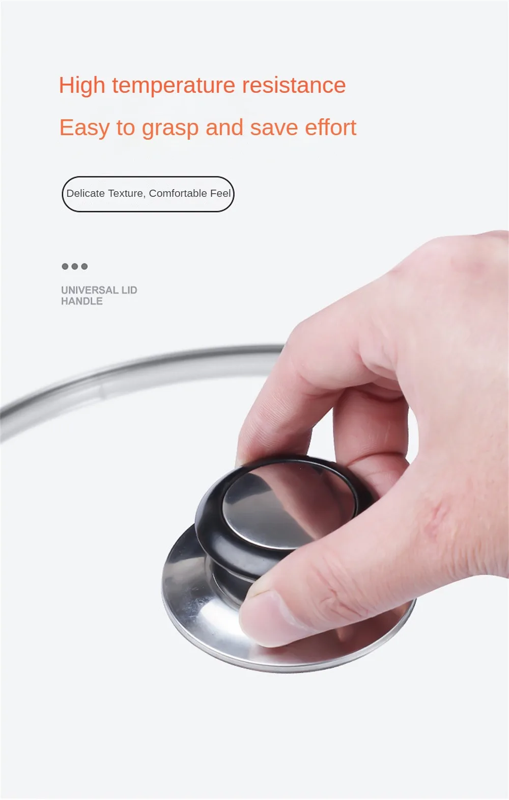 Description Picture 4 of itemReplacement Knob Handle For Glass Lid Knob Handle Stainless Steel Pot Pan Cover Cookware Handle Accessories Kitchen Tools