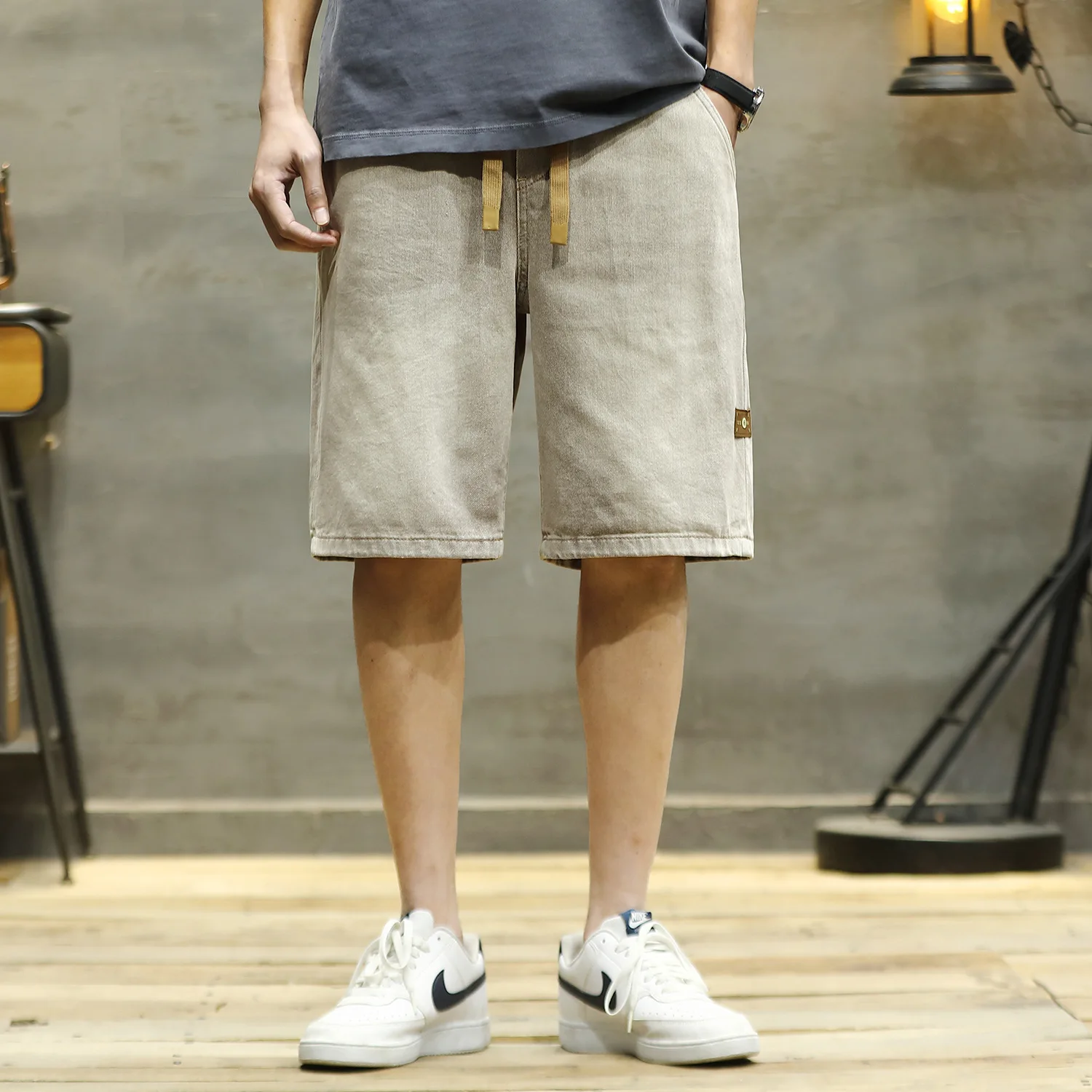 Good Quality Summer Fashion Men's Elastic Waist Soft Casual Denim Shorts Korea Style Dense Fabric Vintage Thin Half Length Pants