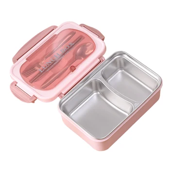Portable Lunch Box 304 Stainless Steel Leakproof Divided Food Containers with Spoon and Chopsticks 1