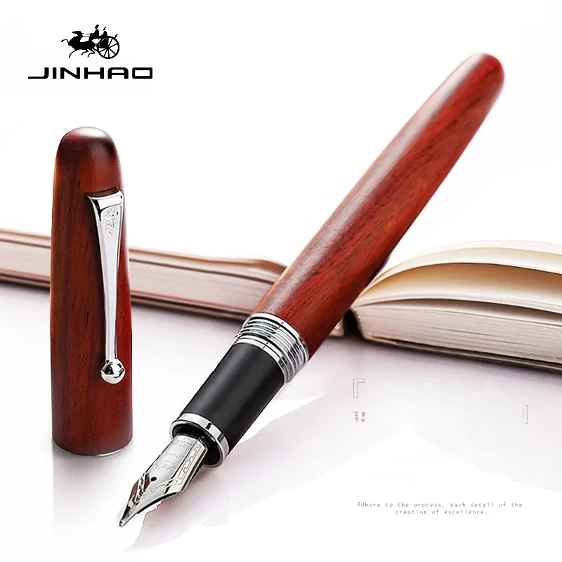 JINHAO 9035 Wooden Fountain Pen EF F M 2 Colors Wood Ink Pens Business Writing Stationary Office School Supplies PK 9056