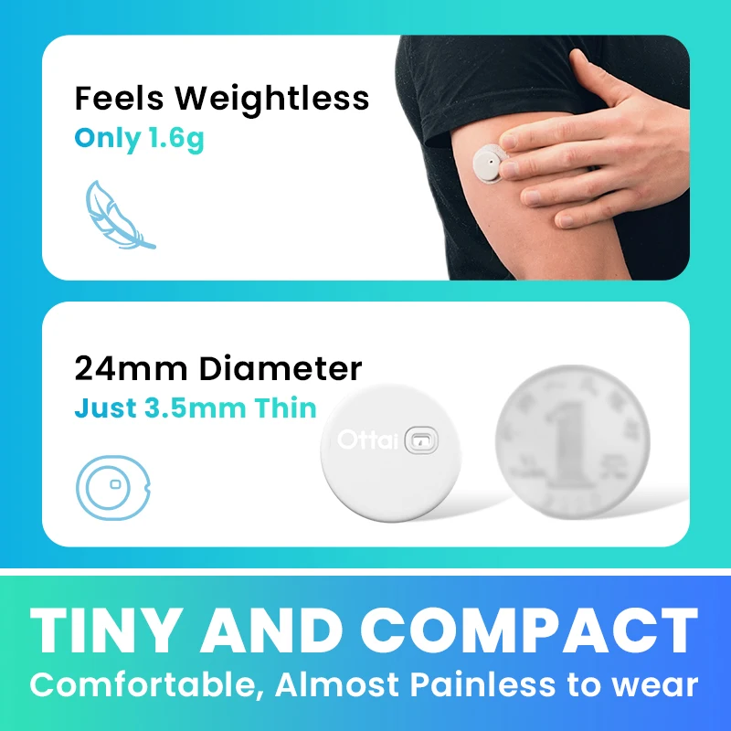 Ottai CGM Continuous Glucose Monitoring System Blood Glucose Monitoring One Set for 14 Days