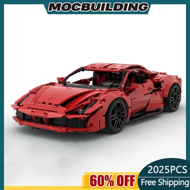 

MOC Building Block 488 GTB Super Car Model Classic Vehicle Brand Mechanics Technology Brick DIY Assembly Toy Gifts