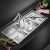 Large Size SUS 304 Stainless Steel Cup Rinser kitchen Sink 220mm Depth 4mm Thickness Handmade kitchen Sinks With Trash Can 2