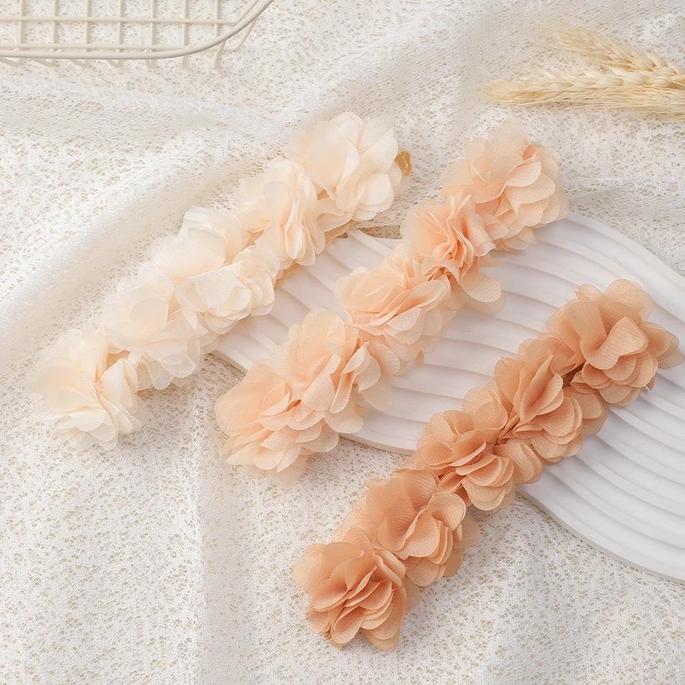 3/Pcs/Set Retro Baby Flower Headband Chiffon Hair Bands Handmade DIY Headwear Hair Accessories for Kids Children Newborn Toddler 2