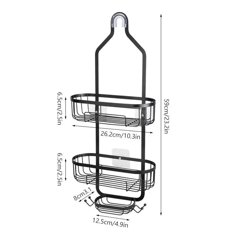 For Hanging Caddy Drilling Bathroom Storage Shower Rack Shower Without Hooks Shelves Over Organizer with Towel Bathroom 6