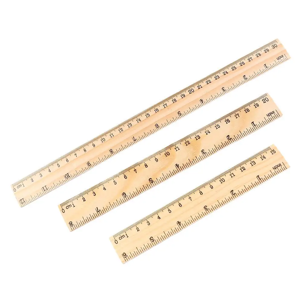 

15/20/30cm Wooden Straight Rulers Drawing Measuring Tool Student Teacher Stationery School Office Supplies Desk Accessories