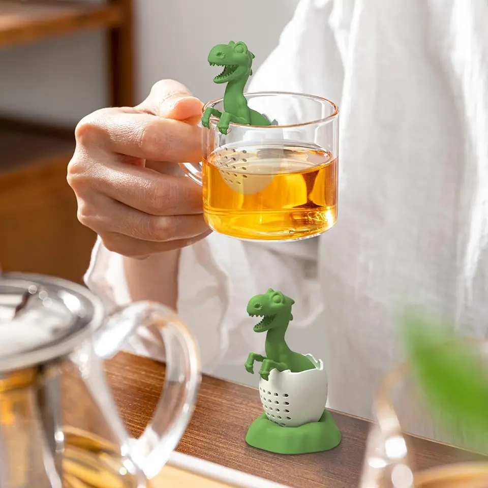 Culnflun Dinosaur Tea Infuseger Set Silicone Tea Infuseur Filter Design