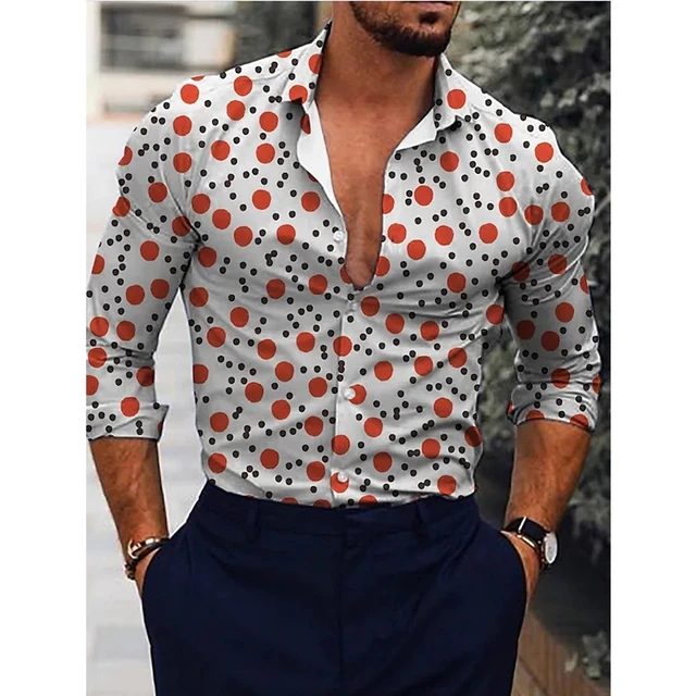 Luxury Vintage Shirts For Men Oversized Casual Shirt Polka Dots Print Long  Sleeve Tops Men's Clothes Prom Party Cardigan Blouses - Shirts - AliExpress