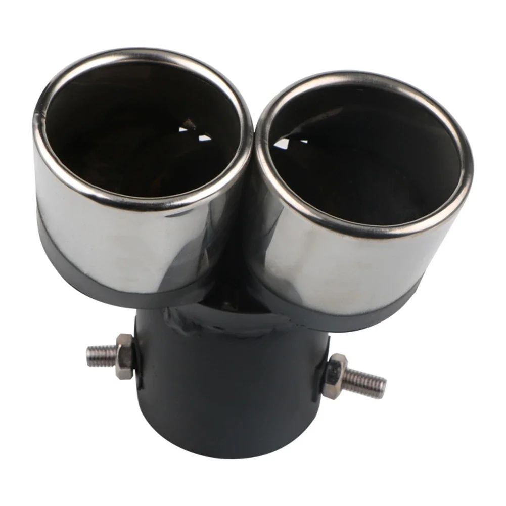 Car Exhaust Muffler Tip Stainless Steel Tail Throat Tailpipe Dual Outlet Tail Pipe Muffler Car Modification Parts