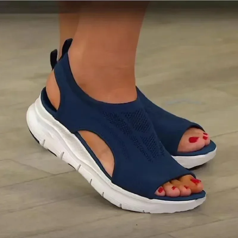 2024 Women Summer Mesh Casual Sandals Ladies Wedges Outdoor Shallow Platform Shoes Female Slip-On Light Comfort Shoes Plus Size