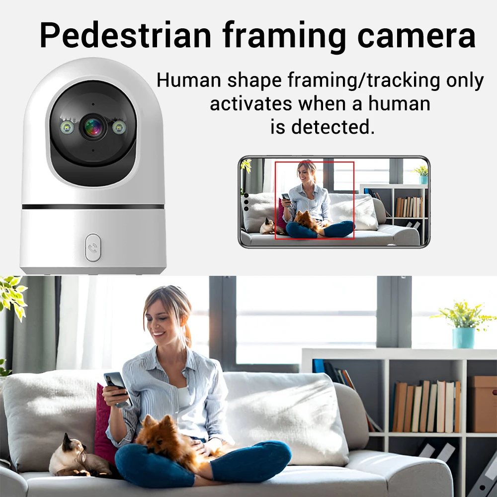 5MP PTZ Wifi Camera Indoor One Touch Call HD Night Vision Surveillance Camera Ai Human Detection Privacy Masking 6