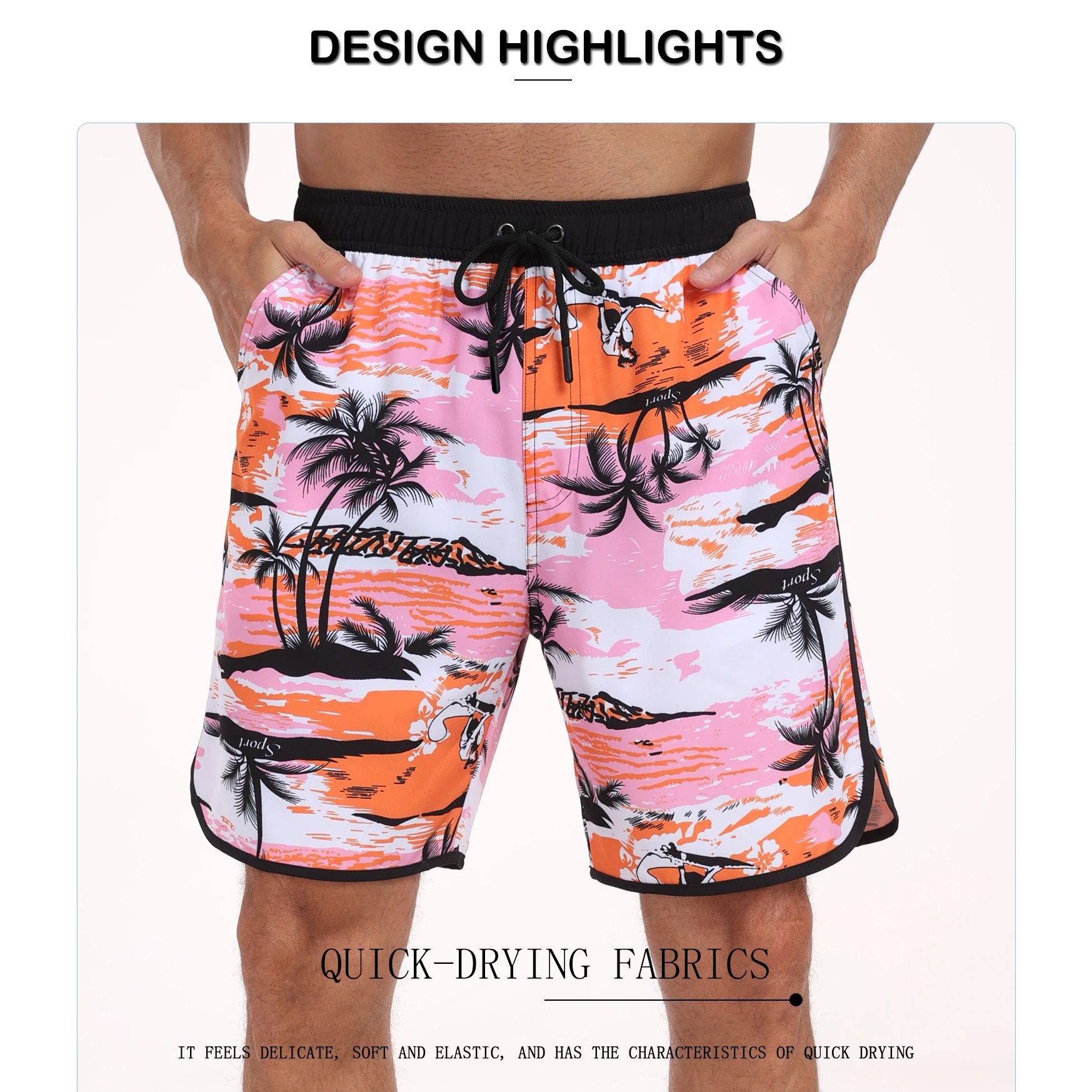 Beach Pants Summer Men Casual Vacation Printed Comfortable Breathable Street Clothing